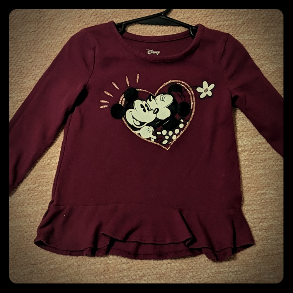 Purple, Mickey and Minnie long sleeve tee